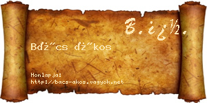 Bács Ákos névjegykártya